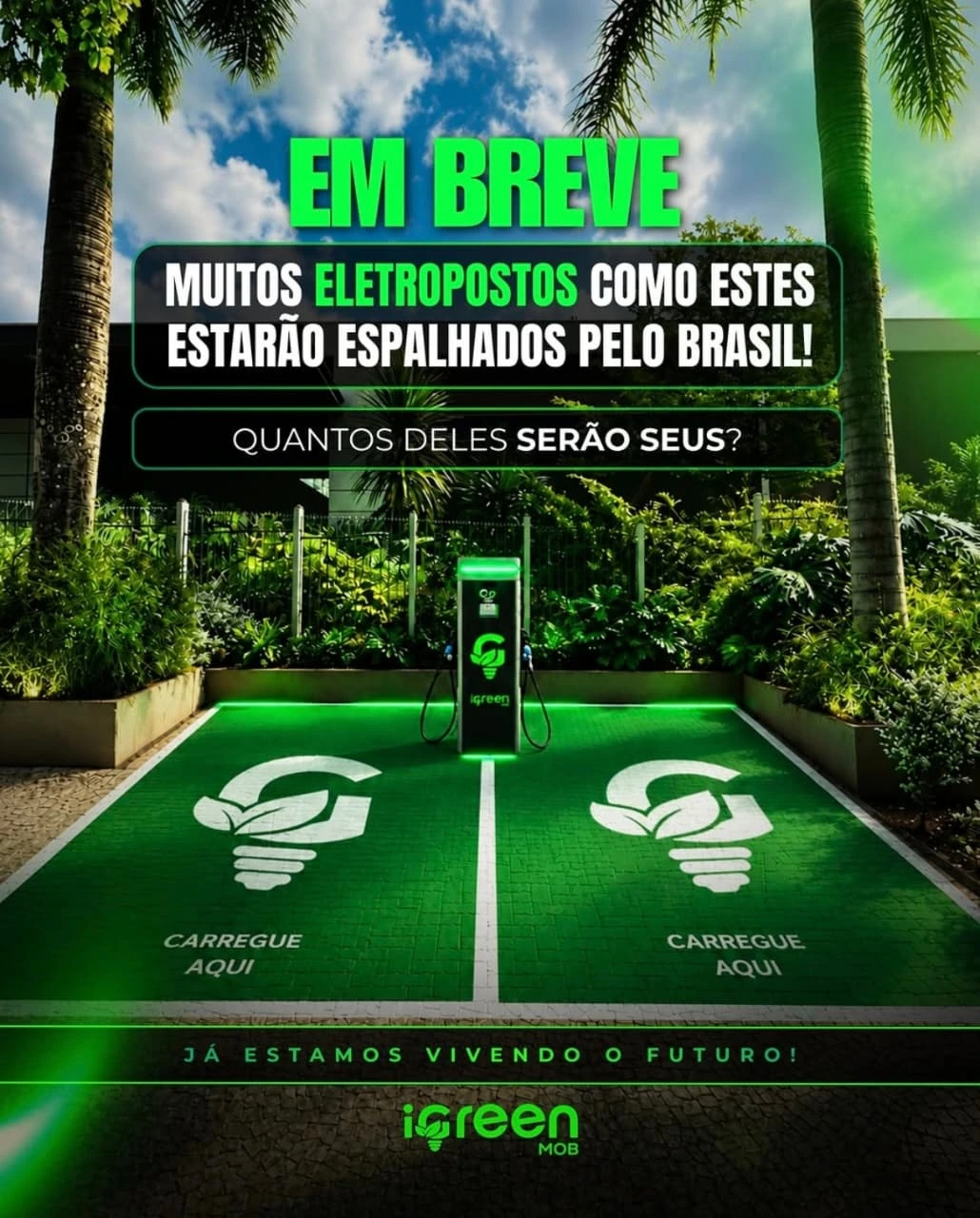 Arte promocional iGreen Mobi: em breve, muitos eletropostos como estes estarão espalhados pelo Brasil. Quantos deles serão seus?